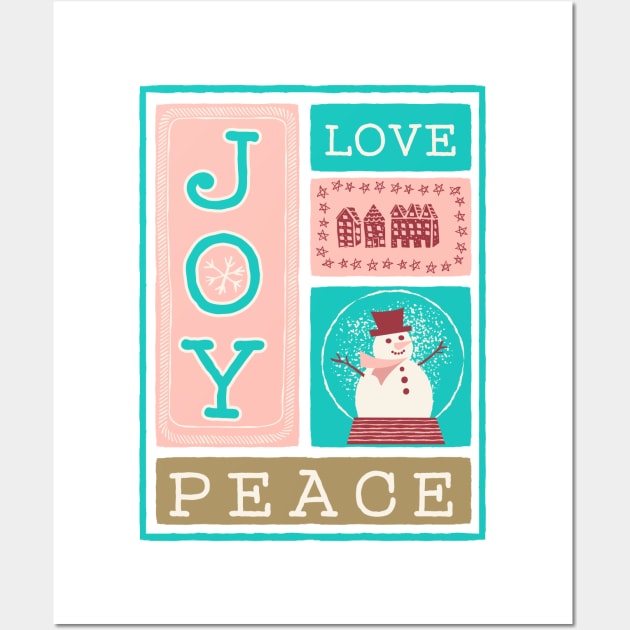 Fun Christmas Card Design In Pink & Aqua Wall Art by SWON Design